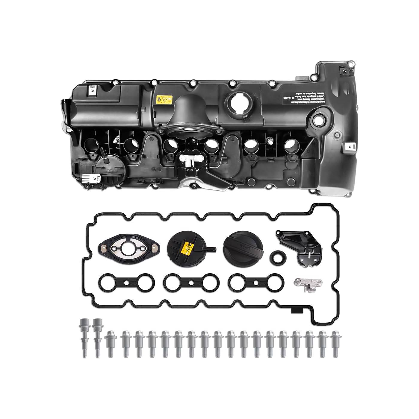 درب سوپاپ بی ام و موتور N52N (پلاستیکی) کد فنی 11127552281 برند CBP به همراه واشردرب سوپاپ و پیچ ها