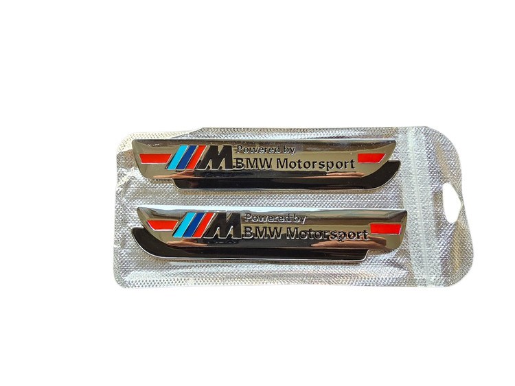 بج یا لوگوی گلگیر بی ام و M Motorsport فلزی چپ و راست 140×28 میلیمتر بسته 2 عددی برند CBP